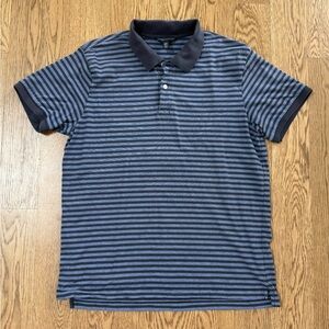 Banana Republic Navy and Gray Striped Polo Shirt